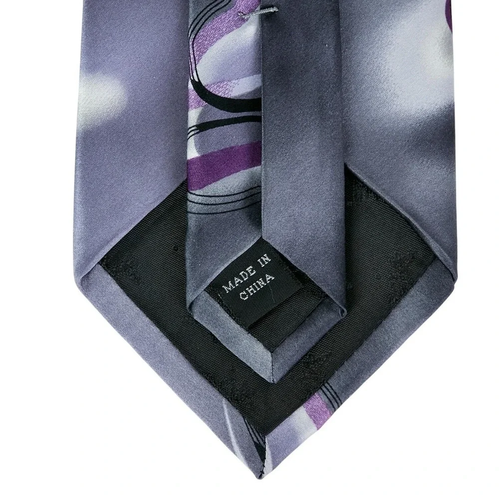 J. GARCIA Men's 100% Silk Necktie Designer FLOATING PLANES #52 Gray/Purple/Black